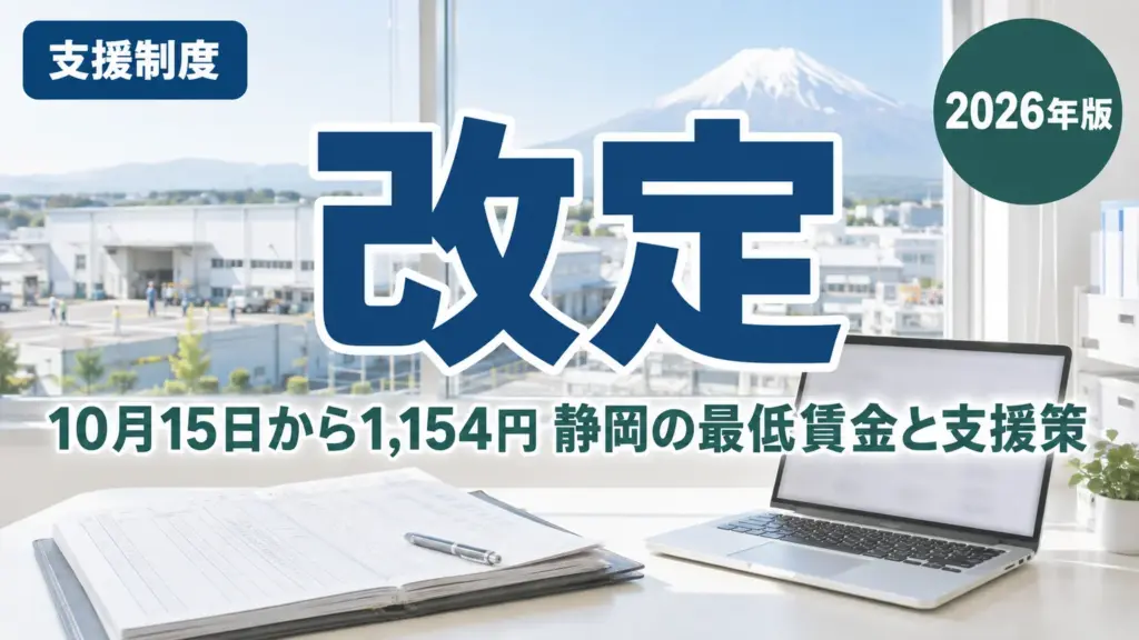 静岡県最低賃金2026は1,154円へ｜10月15日発効・助成金は10/14締切