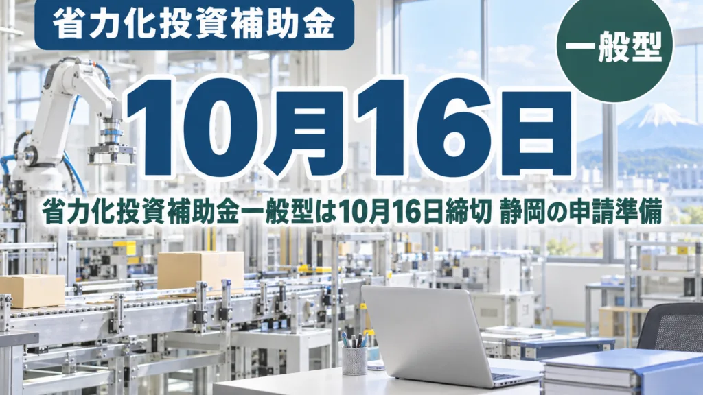 省力化投資補助金一般型は10月16日締切｜静岡の申請準備