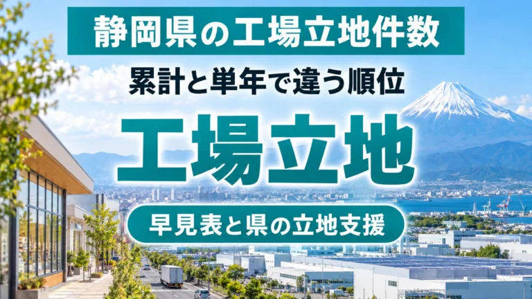 静岡県の工場立地件数の早見表｜累計と単年で違う順位の読み方