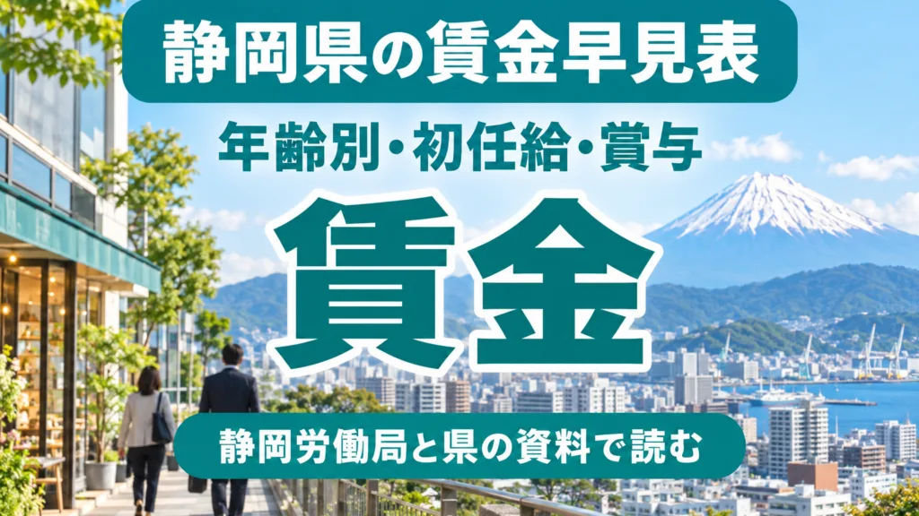 静岡県の賃金の早見表｜年齢別・初任給・賞与と賃上げ率