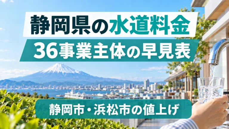 静岡県の水道料金の早見表｜36事業主体と静岡市・浜松市の値上げ