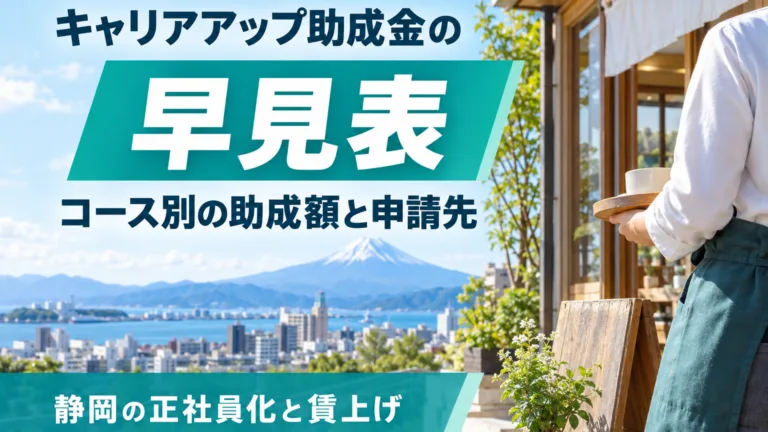 静岡のキャリアアップ助成金の早見表｜コース別の助成額と申請先
